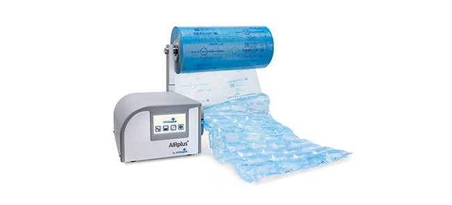 
			A grey machine filling air cushion film with air 