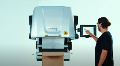 
				Operator using a foam packaging machine