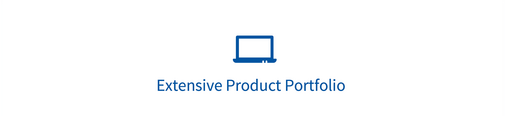 
				A symbol with the words “extensive product portfolio”