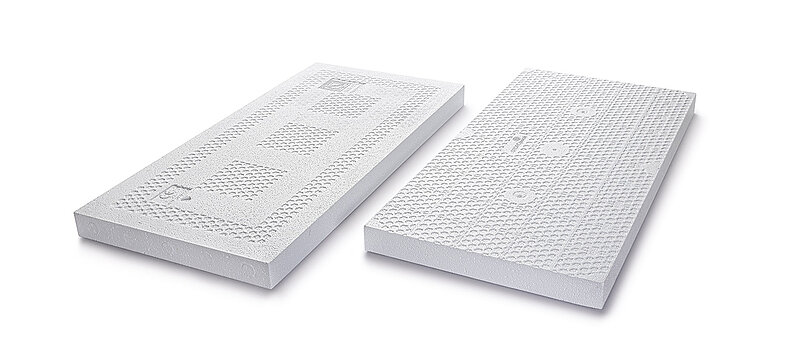 Two METICSplus insulation boards, designed for thermal insulation in buildings.